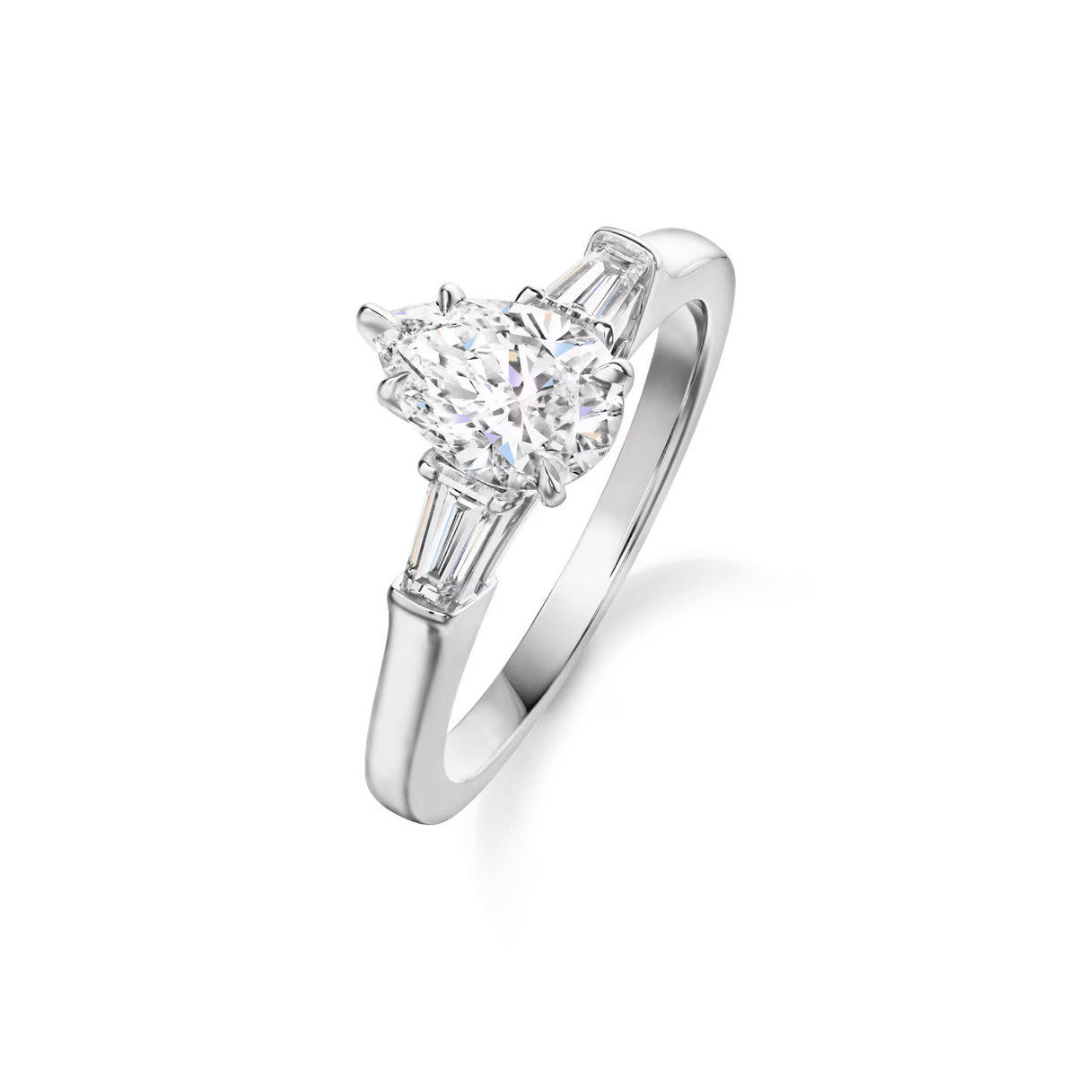 Carave Paris Pear Cut Diamond Three Stone Engagement Ring