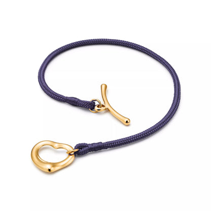 Carave Paris Cobalt Cord Open Heart Gold Bracelet for Women