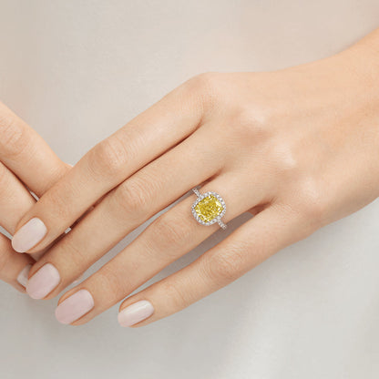 Carave Paris Cushion Cut Yellow Diamond Halo Ring