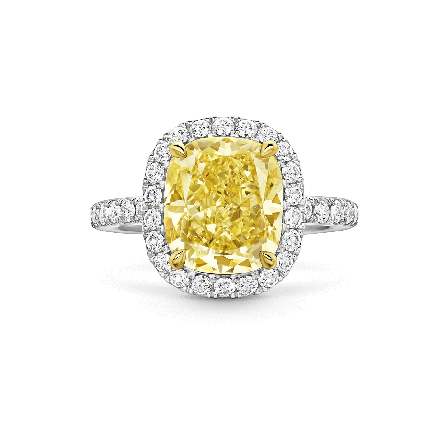 Carave Paris Cushion Cut Yellow Diamond Halo Ring