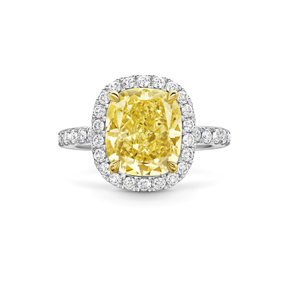Carave Paris Cushion Cut Yellow Diamond Halo Ring