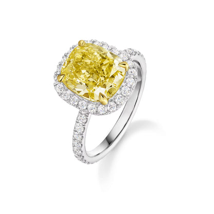 Carave Paris Cushion Cut Yellow Diamond Halo Ring