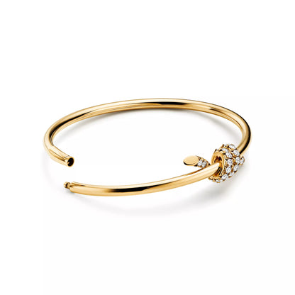 Carave Paris Diamond Accent Nail Gold Bangle Bracelet
