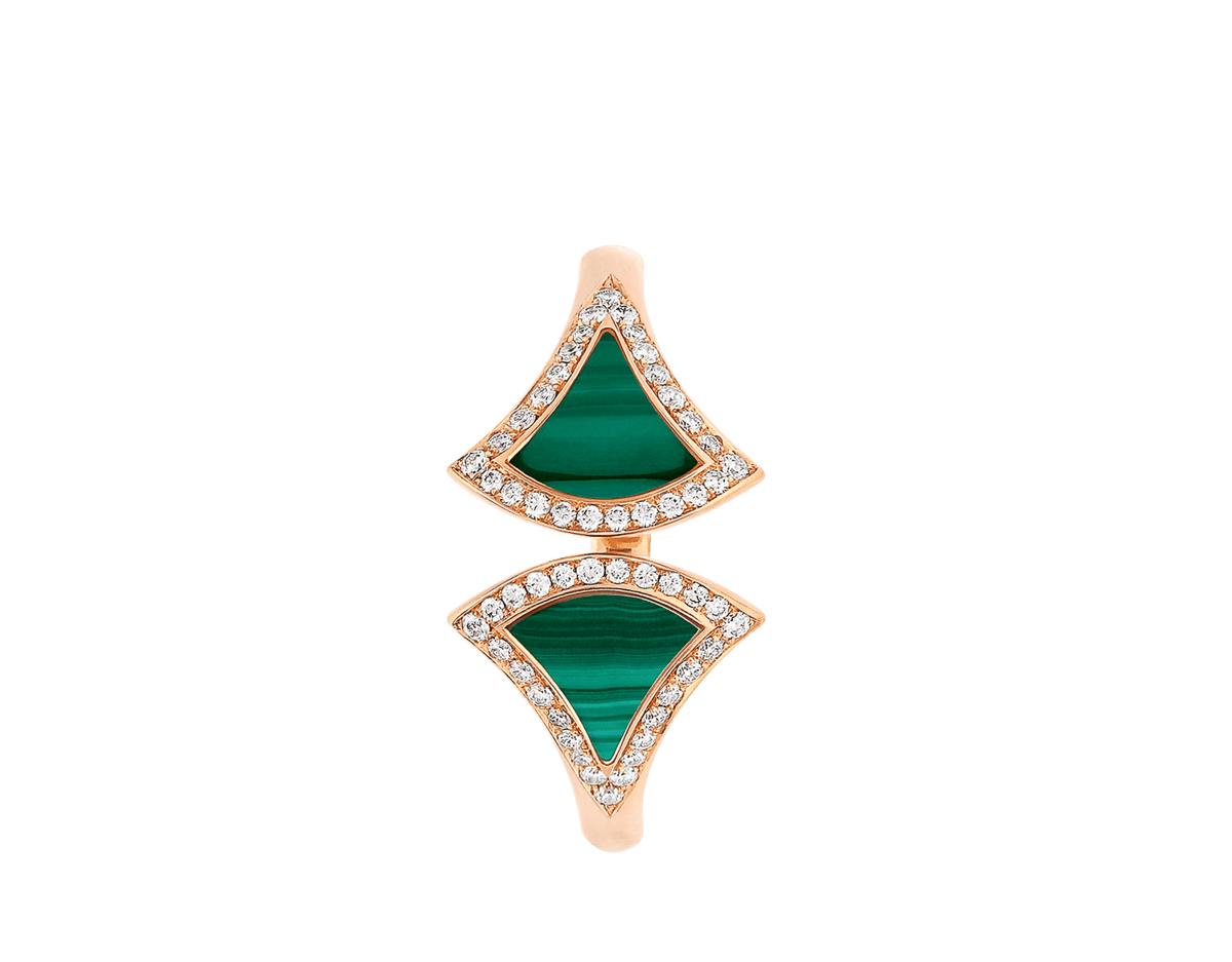 Carave Paris Malachite Diamond Fan Open Ring