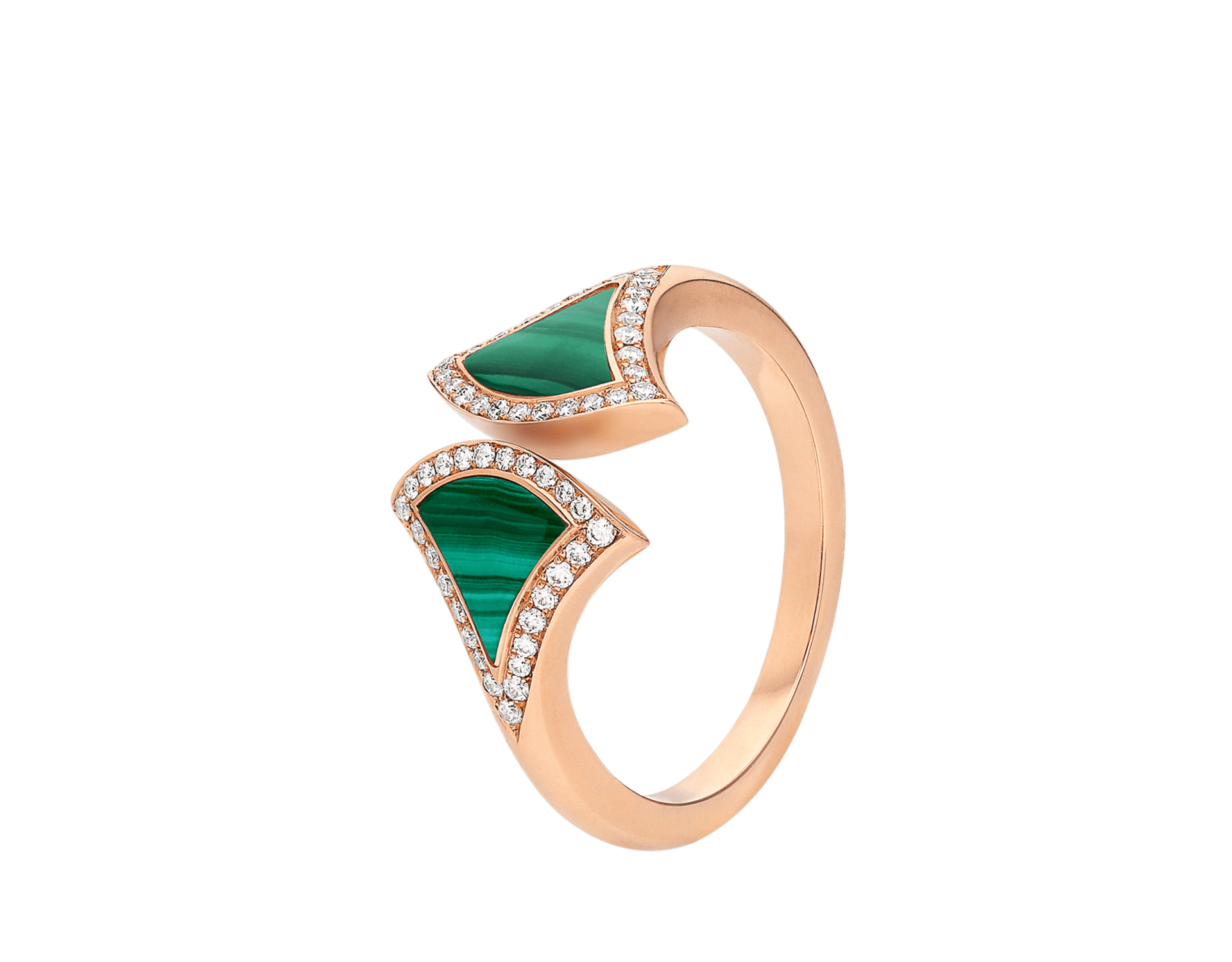 Carave Paris Malachite Diamond Fan Open Ring