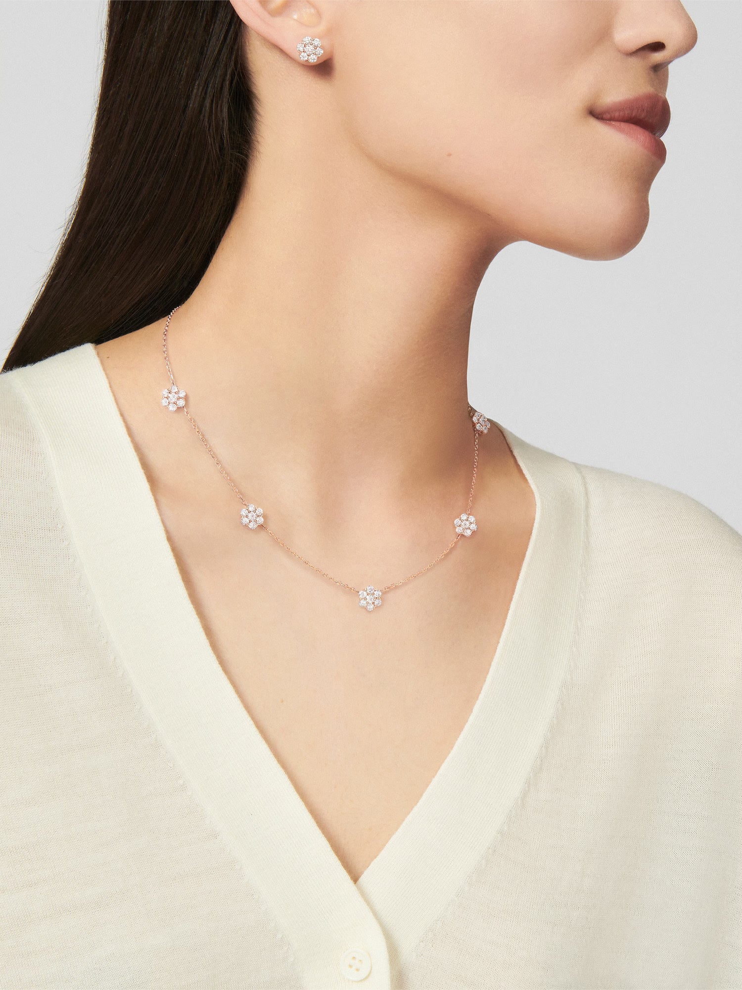 Carave Paris Diamond Flower Station Necklace