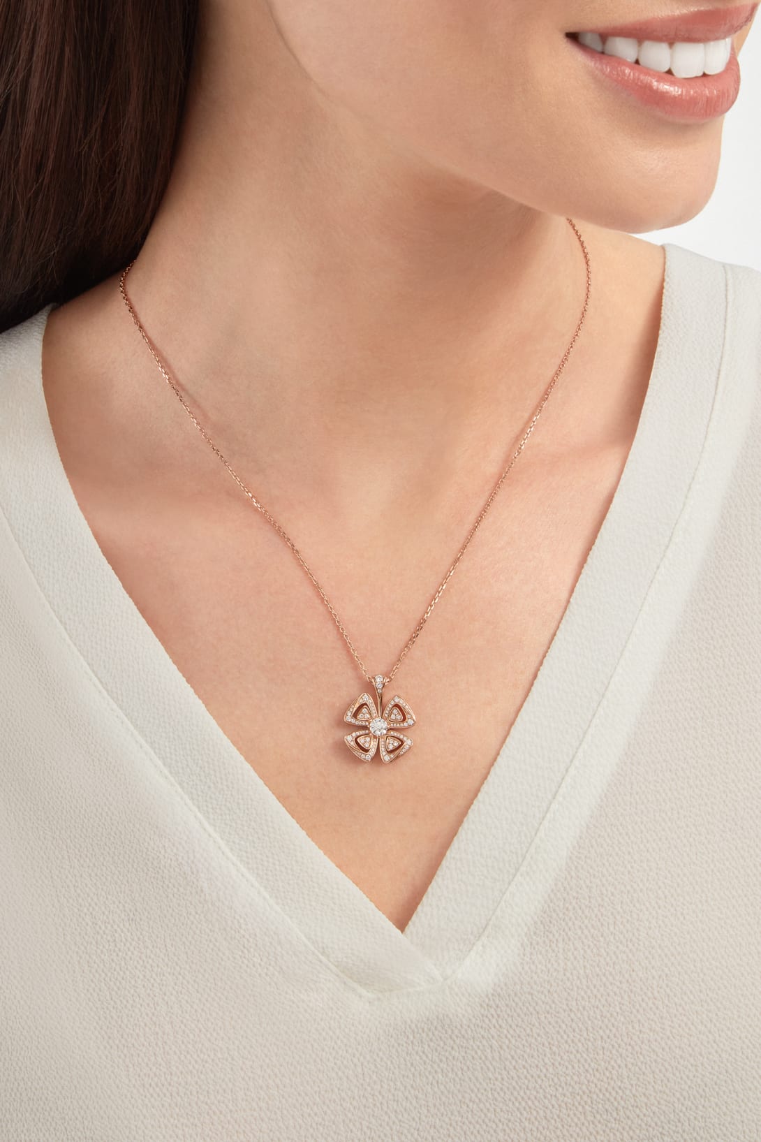 Carave Paris Diamond Four Leaf Clover Pendant Necklace