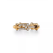 Carave Paris Diamond Link Chain Ring in Yellow Gold