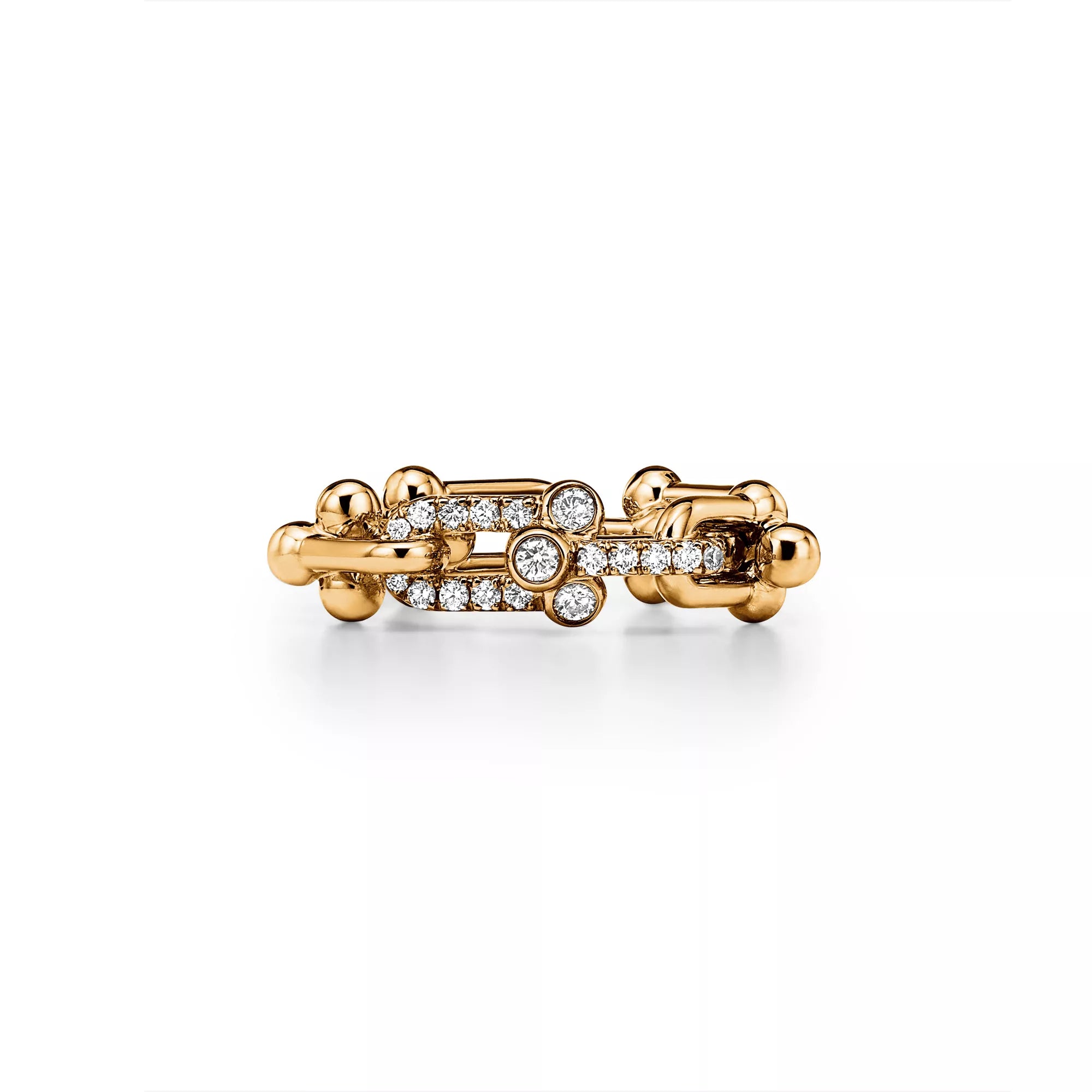 Carave Paris Diamond Link Chain Ring in Yellow Gold