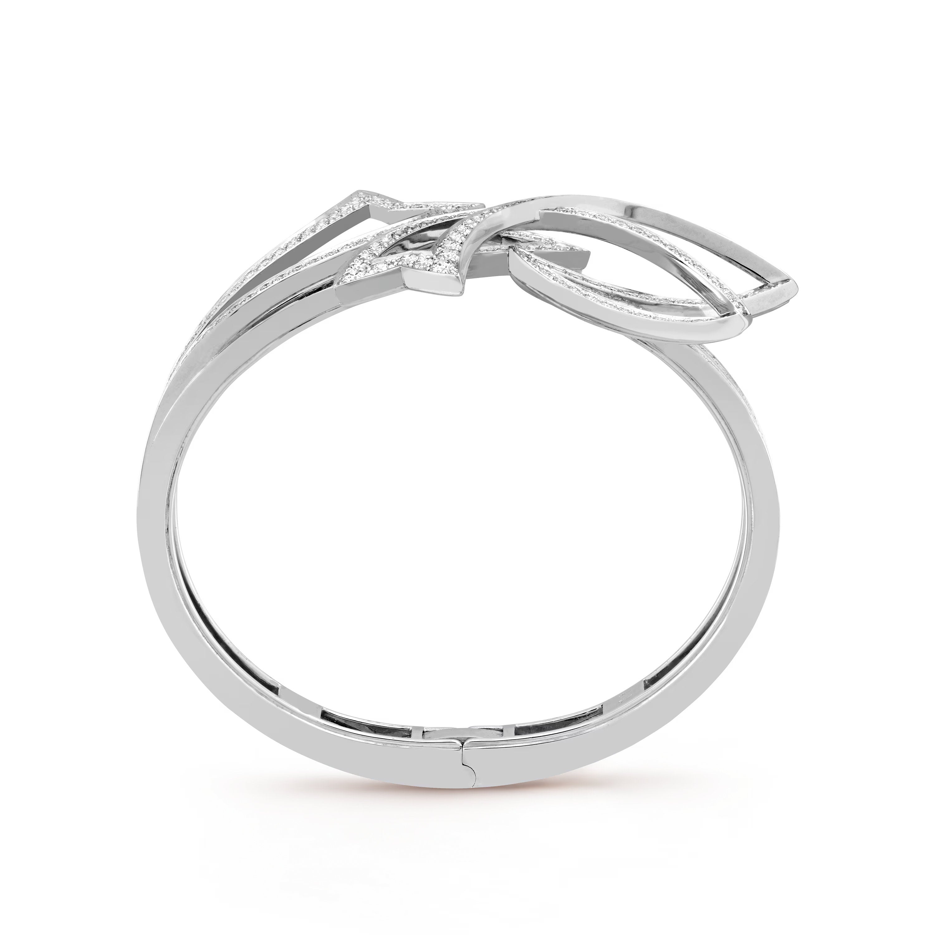 Carave Paris Diamond Lotus Ribbon Openwork Bangle Bracelet