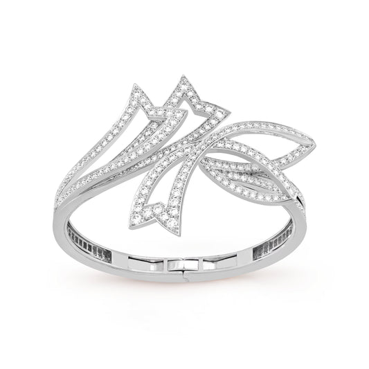 Carave Paris Diamond Lotus Ribbon Openwork Bangle Bracelet