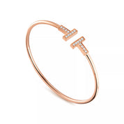 Carave Paris Diamond T Wire Rose Gold Bracelet for Women