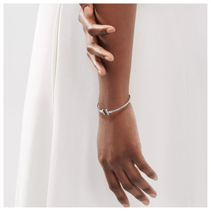 Carave Paris Diamond T Wire White Gold Bracelet for Women