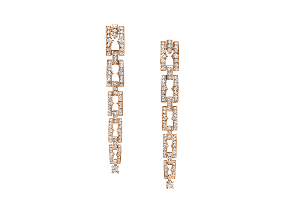 Carave Paris Diva Diamond Link Drop Earrings in Rose Gold