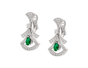 Carave Paris Diva Emerald Diamond Drop Earrings in White Gold