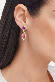 Carave Paris Diva Gemstone Diamond Drop Earrings in Rose Gold