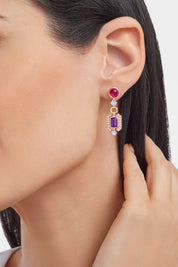 Carave Paris Diva Gemstone Diamond Drop Earrings in Rose Gold