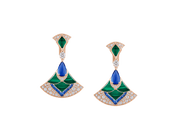 Carave Paris Diva Malachite, Blue Gemstone & Diamond Drop Earrings in Rose Gold