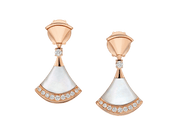 Carave Paris Diva Mother of Pearl Diamond Drop Earrings in Rose Gold