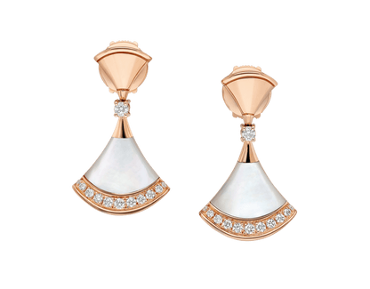 Carave Paris Diva Mother of Pearl Diamond Drop Earrings in Rose Gold