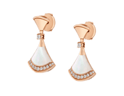 Carave Paris Diva Mother of Pearl Diamond Drop Earrings in Rose Gold