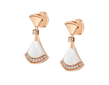 Carave Paris Diva Mother of Pearl Diamond Drop Earrings in Rose Gold