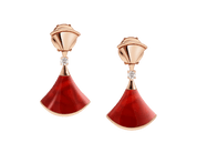 Carave Paris Diva Red Agate & Diamond Drop Earrings in Rose Gold