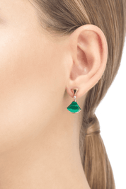 Carave Paris Diva Red Agate & Diamond Drop Earrings in Rose Gold
