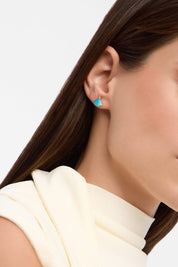 Carave Paris Diva Turquoise Fan Stud Earring in Yellow Gold