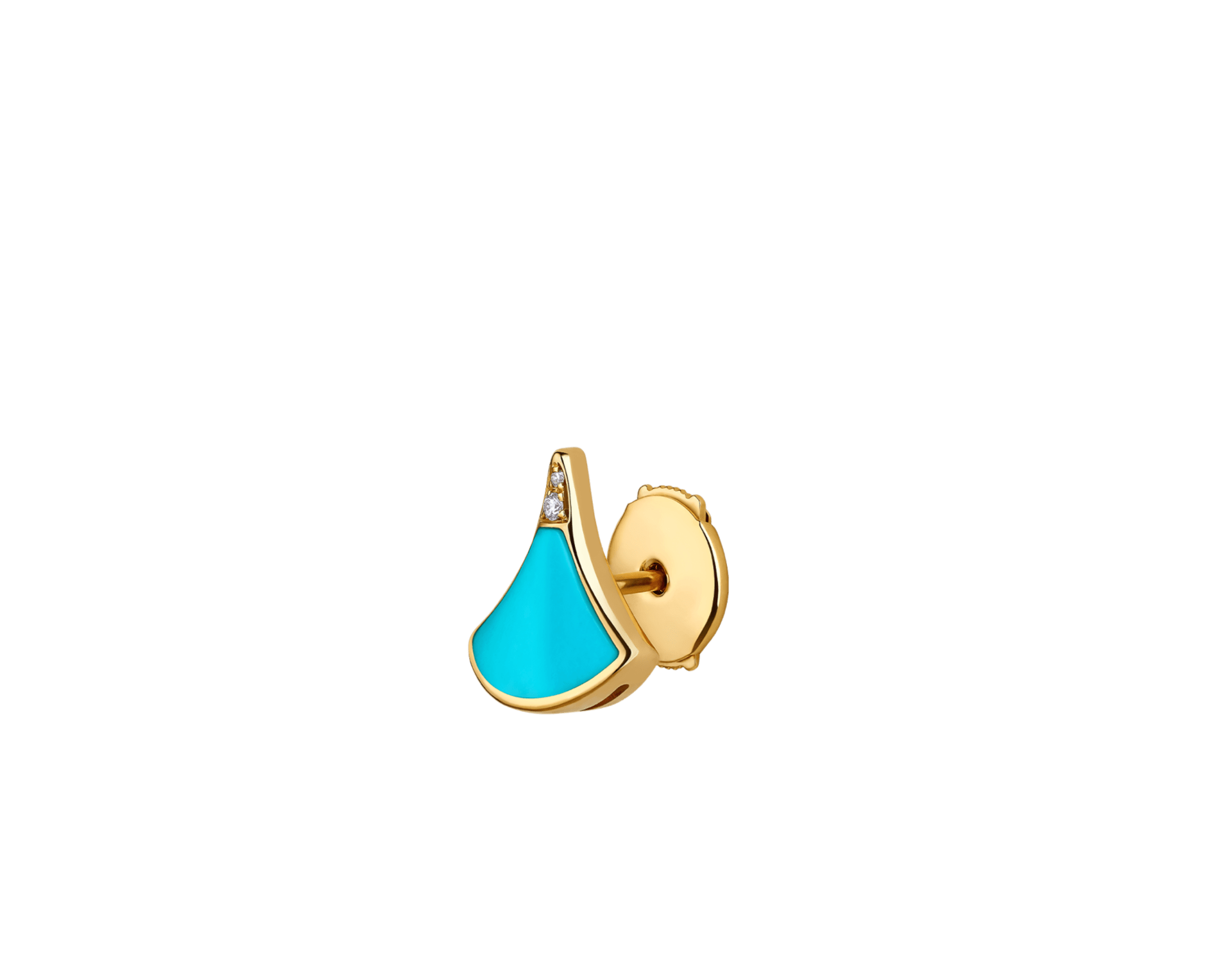 Carave Paris Diva Turquoise Fan Stud Earring in Yellow Gold