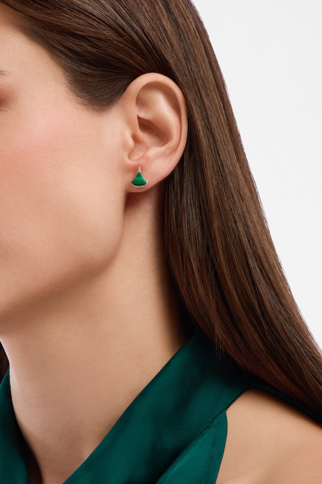 Carave Paris Diva Turquoise Fan Stud Earring in Yellow Gold