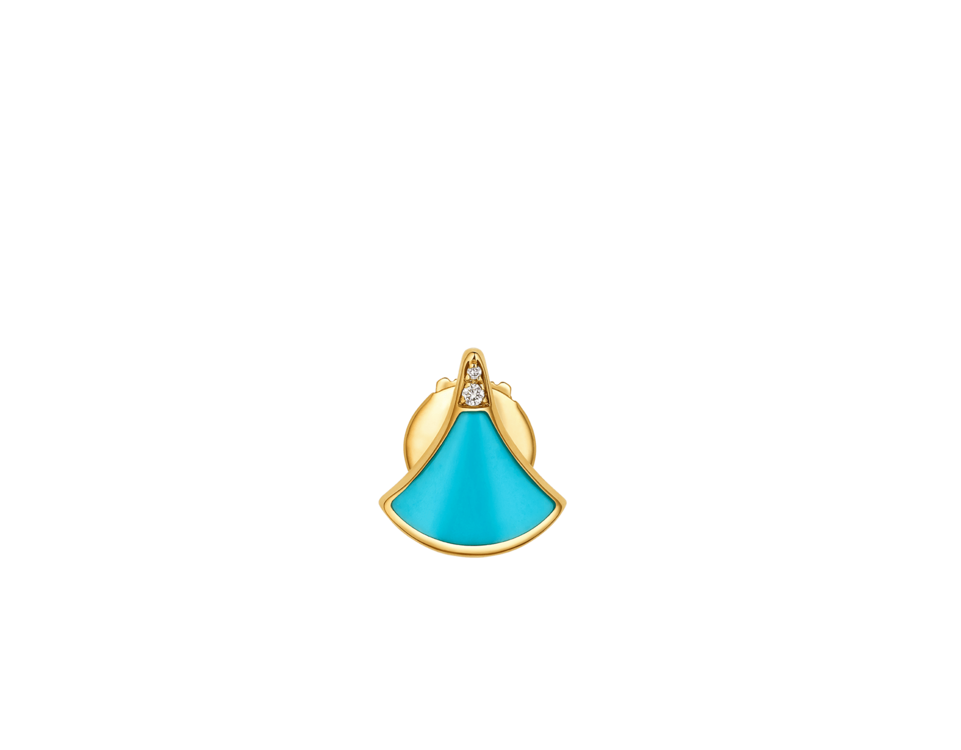 Carave Paris Diva Turquoise Fan Stud Earring in Yellow Gold