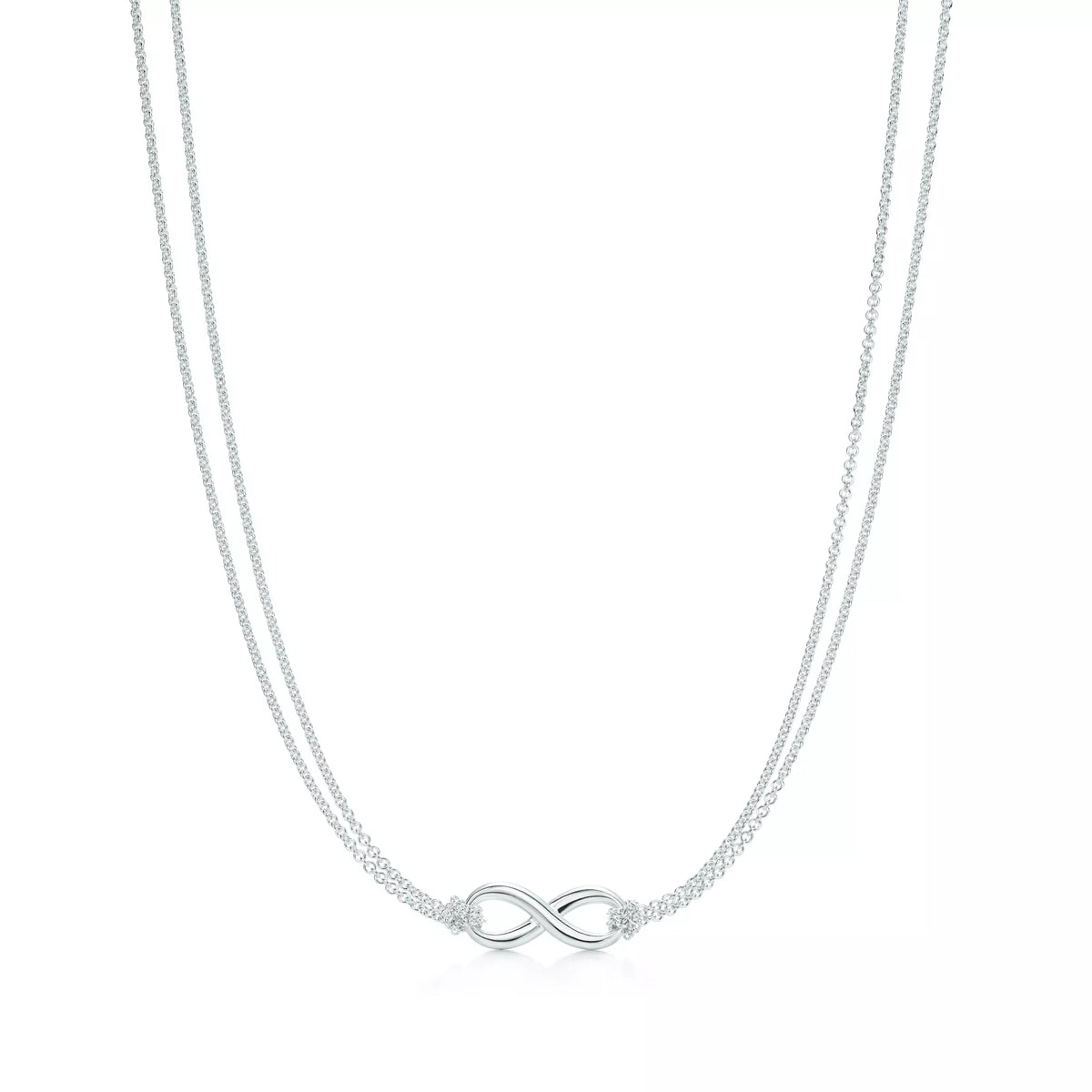 Carave Paris Infinity Double Chain Necklace in Silver