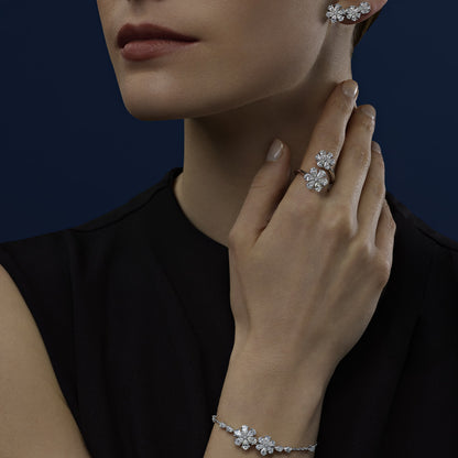Carave Paris Double Floral Pear Cut Diamond Open Ring