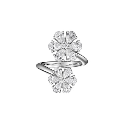 Carave Paris Double Floral Pear Cut Diamond Open Ring