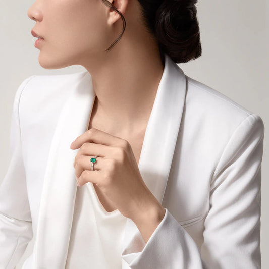 Carave Paris Emerald Cut Green Solitaire Ring