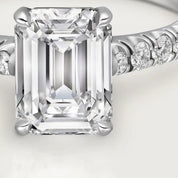 Carave Paris Emerald Cut Solitaire Pavé Ring