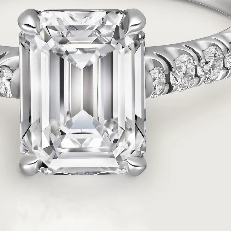 Carave Paris Emerald Cut Solitaire Pavé Ring