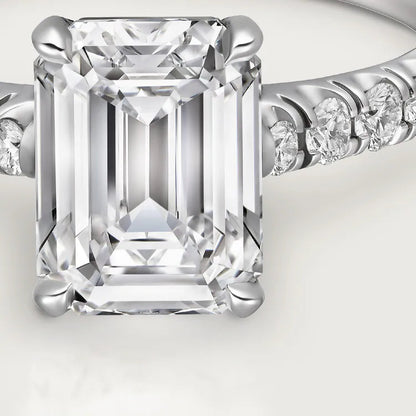 Carave Paris Emerald Cut Solitaire Pavé Ring