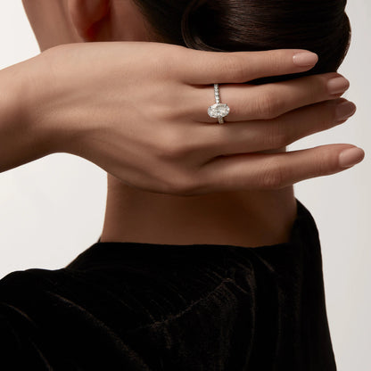 Carave Paris Emerald Cut Solitaire Pavé Ring