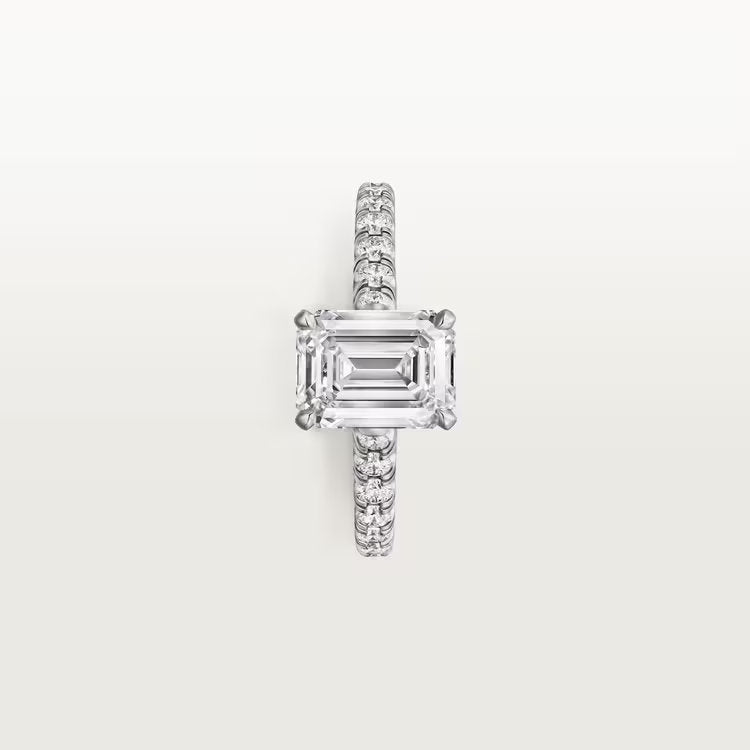 Carave Paris Emerald Cut Solitaire Pavé Ring