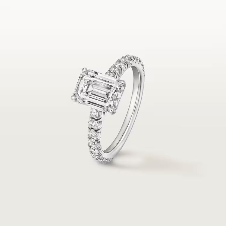 Carave Paris Emerald Cut Solitaire Pavé Ring