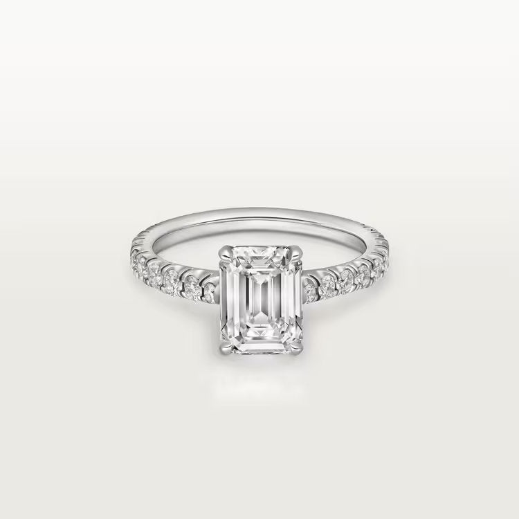 Carave Paris Emerald Cut Solitaire Pavé Ring