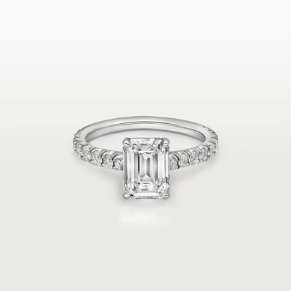 Carave Paris Emerald Cut Solitaire Pavé Ring