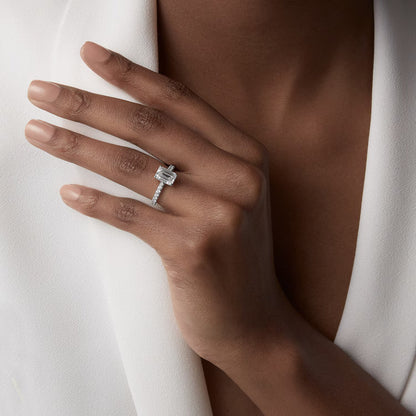 Carave Paris Emerald Cut Solitaire Pavé Ring