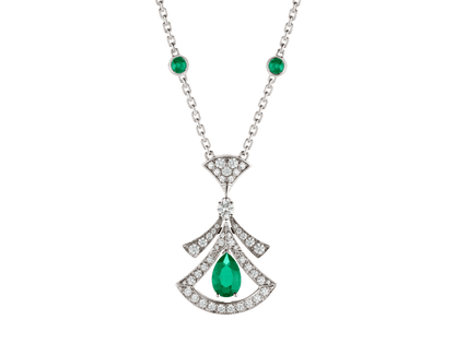 Carave Paris Emerald Fan Diamond Pendant Necklace