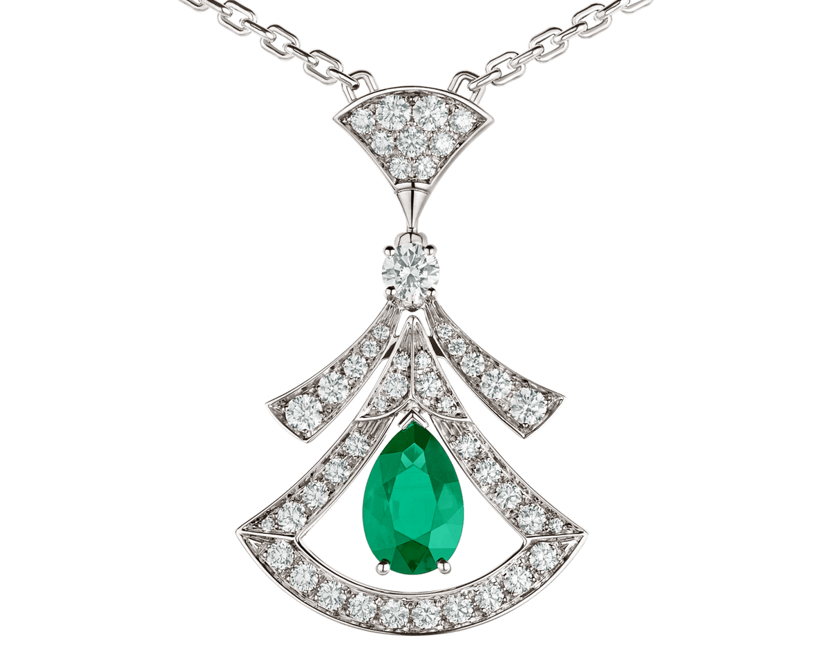 Carave Paris Emerald Fan Diamond Pendant Necklace