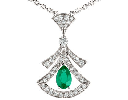 Carave Paris Emerald Fan Diamond Pendant Necklace