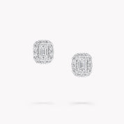 Carave Paris Emerald Halo Diamond Stud Earrings