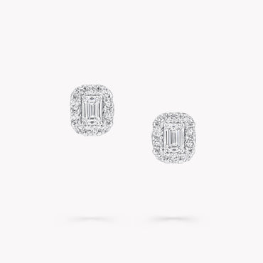 Carave Paris Emerald Halo Diamond Stud Earrings